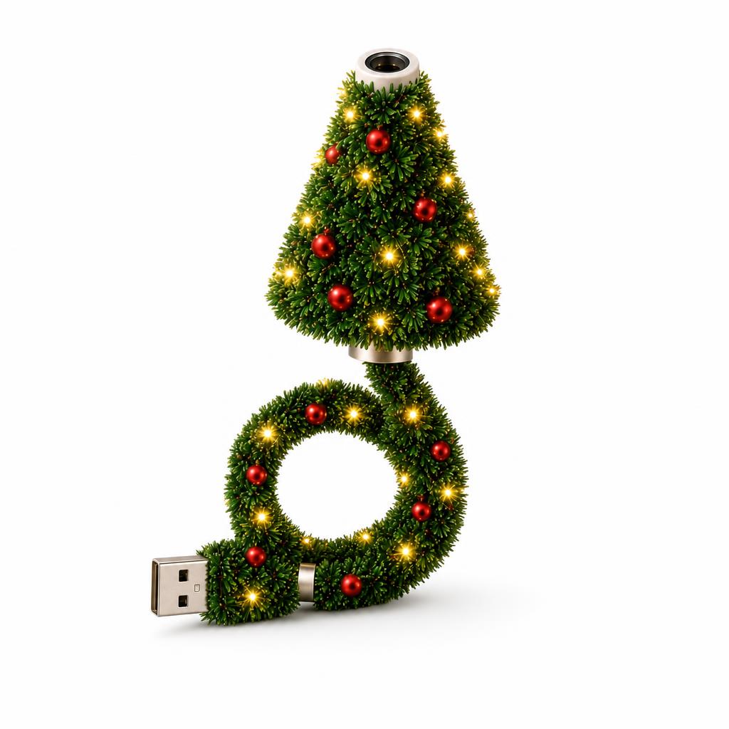 North Pole Projector USB Christmas tree night light on a white background